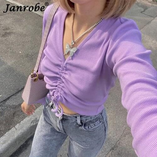 Женские трикотажные футболки Janrobe China At AliExpress