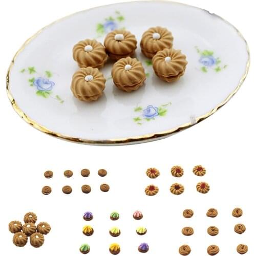 6Pcs Food Play Scene Miniature Cookies Model Toy Dollhouse Accessories DIY Craft Children Toys Birthday Christmas New Year Gift