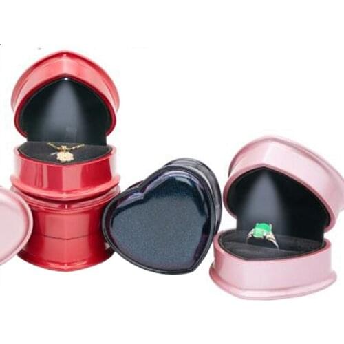 LED Lighted Heart Shape Wedding Earrings Ring Box Jewelry Display Case Holder Gift boxes Amazing Engagement Organizer