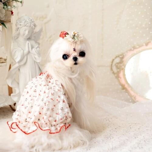 Lace Flower Bud Skirt Pet Dog Clothes Summer Teddy PonyYorkshire Pomeranian Shih Tzu maltese Poodle Bichon Schnauzer Clothing