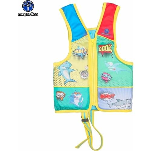 Megartico life vest kids for 2-6 years Shark Comic print boy swim trainer vest for pool beach foam float pads swimming vest