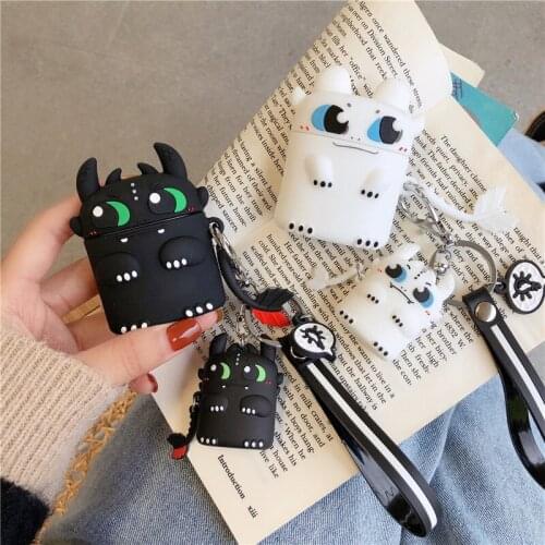 Cute Case for AirPods Silicone Bluetooth Earphone Case for Airpods 2 Cartoon Protective Cover Stereoscopic Dragon