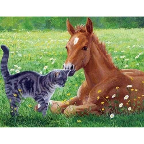 Animal Horse Pre-Printed 11CT Cross Stitch DIY Embroidery Set DMC Threads Knitting Painting Handicraft Craft Sales Floss