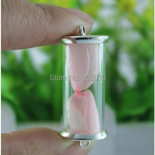 20sets 28*12mm tube glass globe & two silver cover button base set, glass vial pendant, DIY clear glass cover, clear glass globe