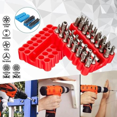 33pcs Tamper Proof CRV6150 Torx Hex Star Bit Set with Magnetic Holder for Drills Screwdriver Nutdrivers Tools with Storage Case