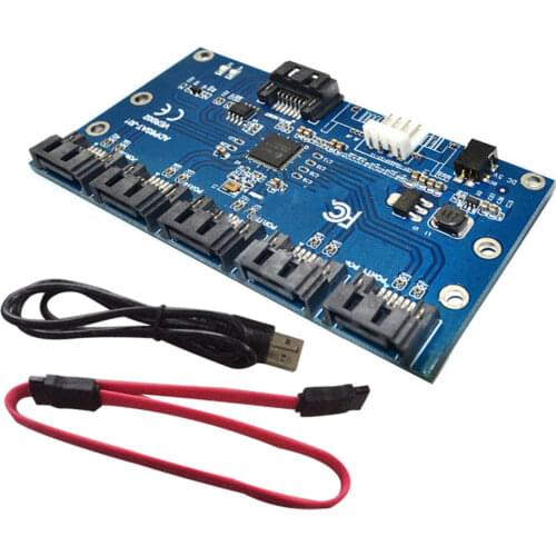 New Adapter Card SATA 1 to 5 Port Converter SATA Port Multiplier Riser Card Hub EM88