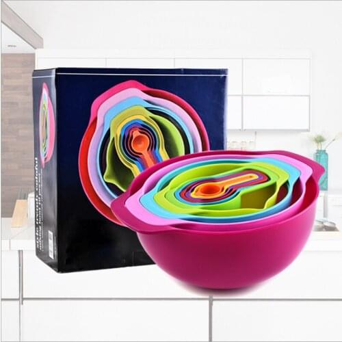 Dishwasher Plastic Large Measuring Bowl Ten Piece Set Baking Measuring Spoon Small Tool Multifunctional Rainbow Plate