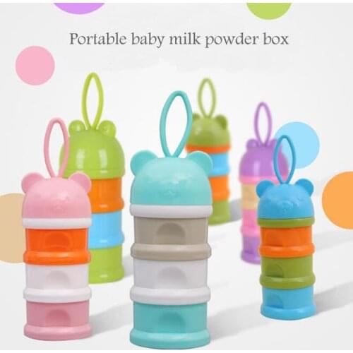 2018 out must-have cereals snack milk powder portable box baby milk powder box 4 plaid baby food storage box three-layer frog