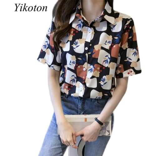 Casual Chiffon T-Shirt For Women 2021 Summer New Loose Korean Fashion Printing Shirts Womens T-Shirts Short Sleeve Tops Blusas