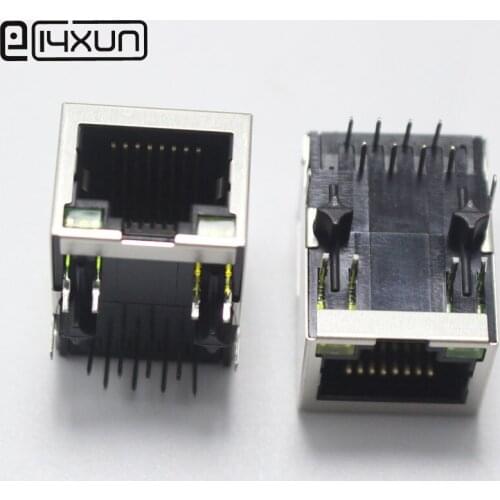 1pcs RJ45 Network jack illuminated with light unfiltered Right Angle 59 8P8C shielded Connector length 21.5mm