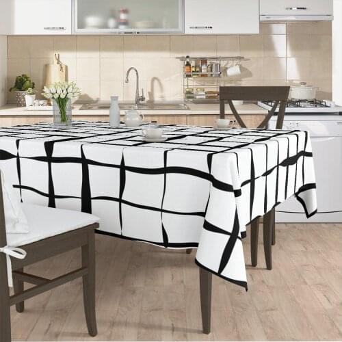 Tablecloth living room kitchen cover runner pattern black white line pattern micro fabric cover free shipping