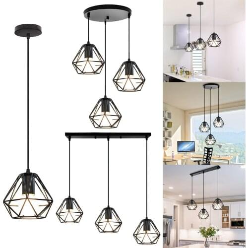 Modern Industrial Vintage Cage Pendant Light Retro Ceiling Hanging Chandelier Loft Home Living Room Kitchen Lighting Fixture LED