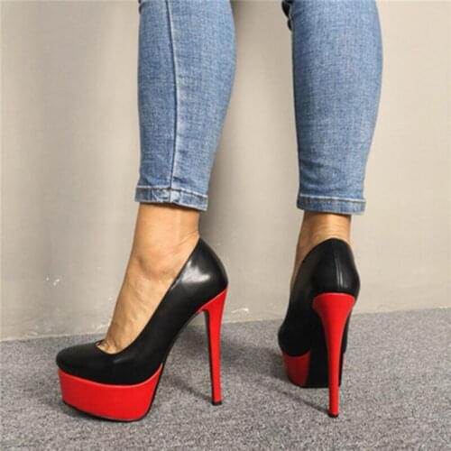 Fashion Platform 16cm Extreme High Heels Women T-show Catwalk Shoes Roun Toe Patent Leather Women Pumps Lady Party Wedding Shoe