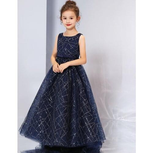Girls' Beading Party Embroidery Dress Flower Girls' Beaded Wedding Garment Party Dress Childrens Pengpeng Show Costume