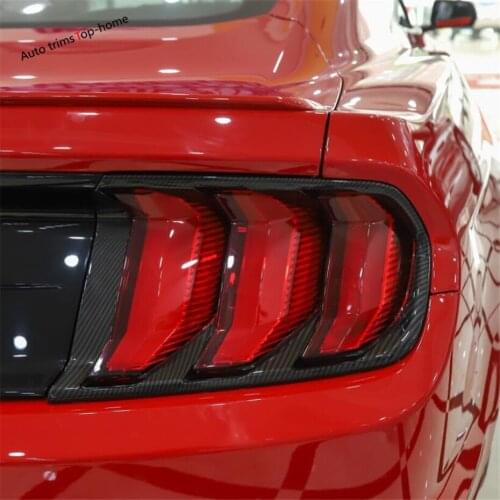 Yimaautotrims Rear Tail Taillight Back Lights Lamp Frame Cover Trim Fit For Ford Mustang 2018 2019 2020 ABS Carbon Fiber Look