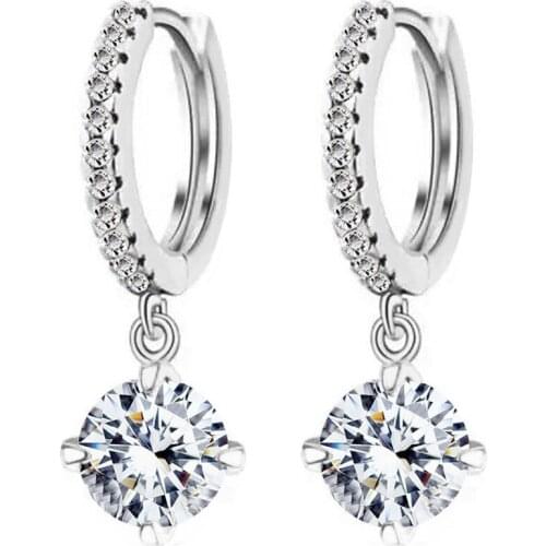 Tiny Trendy Zircon Gold Round Hoop Earrings High Quality Small Crystal Dangle Earrings For Women Fashion Korea Jewelry E-h0169