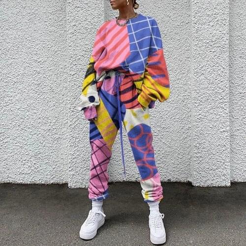 Two Piece Sweat Suits Women Matching Sets Runway 2021 Fashion Drop-Shoulder Long Sleeve Hoodie and Sweatpants Jogger Pant Set