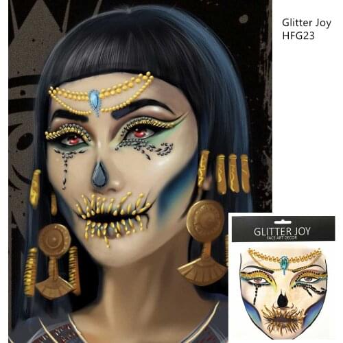 Zombie Make Up Horrible Egypt Queen Face Gem Face Jewel Decor Halloween Party Make Up Rhinestone