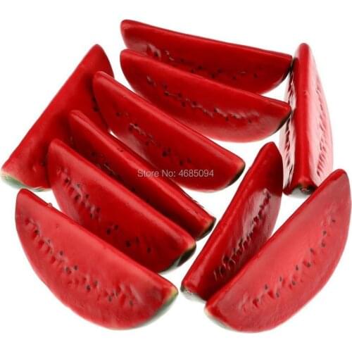 Gresorth 10pcs ( 10 in one ) Fake Watermelon Slice Artificial Fruits Lifelike Food Toy Home Party Holiday Decoration