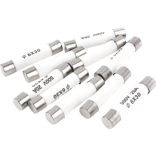 10 Pieces 6mmx30mm 20A Faset-Blow Ceramic Fuse Link 500V