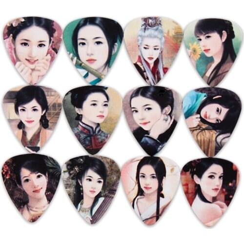 SOACH 10pcs 0.46/0.71/1.0mm bass guitar pick Instrumento Musical accessories Ancient temperament beautiful picture picks