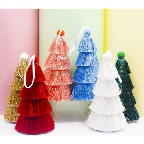 2pcs Christmas Decorations Fabric Multi-Color Tassel Christmas Tree Pendant Creative Home Decoration Ornaments