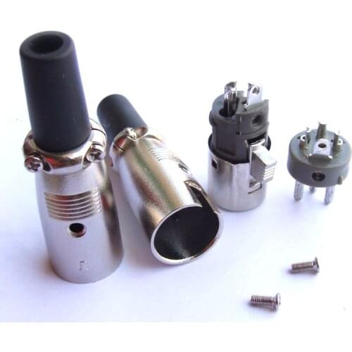 2set 2 Male XLR Pedal PLUG + 2 XLR Female MIC Plug Adapter 3 pins xlr connector