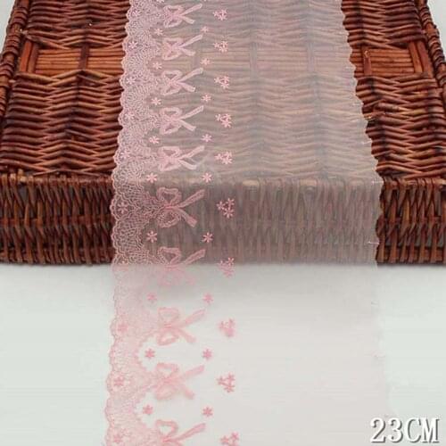 2Yds Embroidered Lace Trim Fabric Bows Flowers Ribbon Bridal Ornaments Handmade DIY Sewing Supplies Craft Costume Hat Decoration