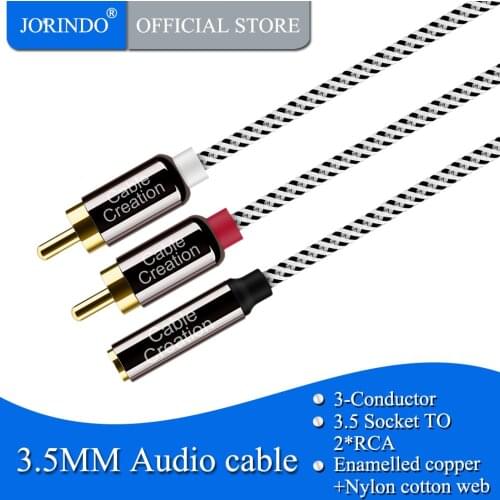 3.5mm to RCA Cable,JORINDO 3.5mm Female to 2RCA Male Stereo Audio Cable Gold Plated Compatible Smartphones, Tablets, Speakers