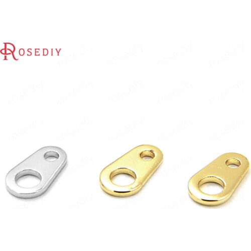 33237)20PCS 6*3.5mm 24K Champagne Gold Color Plated Brass 2 holes Clasp and Chains Connector Jewelry Findings Accessories