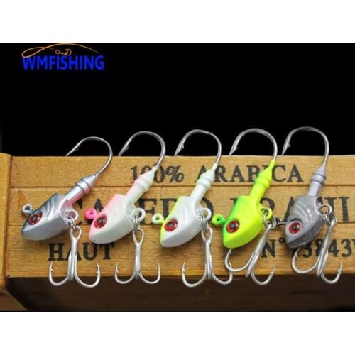 5PCS Fish Shape Jig Head Hook 3.5g 5g 7g 10g 14g 20g 28g 33g Fishing Hooks With Tweeter Hook Sequin Spoon Soft Worm Assist Hook