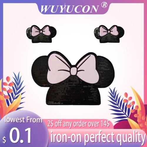 Iron On Embroidery Appliques Patch Sewing Diy Accessories parches termoadhesivos para Sequins Mouse Sew On Patches For Clothing