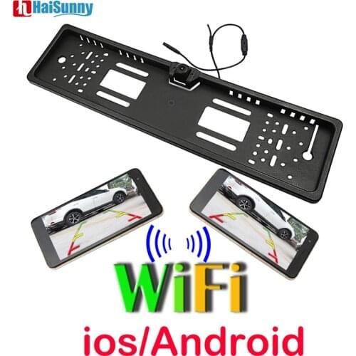 WIFI Car European Russia License Plate Frame With Dash Cam Star Night Vision Backup Reversing Camera for IOS Apple Android