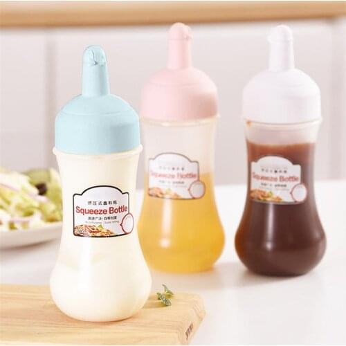 Sauce Bottle 350ML Squeezing Jam Condiment Dispenser Plastic Empty Kitchen Cooking Salad Bottle Kitchen Tools