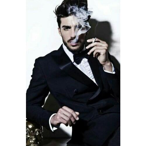 Black Suits Men for Wedding Groom Tuxedo Peaked Design trajes de hombre Casual Man Blazer Costume Homme Slim Fit Terno Masculino