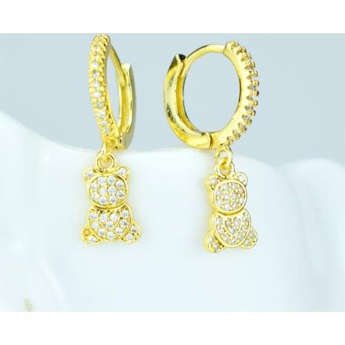 Zircon Animal Earrings Women Fashion Classic Bear Earrings Zircon Jewelry Best Gifts for Friends Ring Earrings