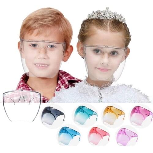 Children Fashion Clear Full Face Shield Colorful/Transparent Shield Visor Sunglasses PC Anti-Oil Anti-Fog Frame Goggle Shield