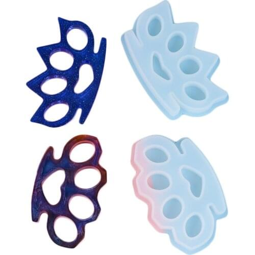 1PC Self Defense Keychain Tools Resin Mold Tiger Paw Five Finger Knuckles Pendant Keyring Resin Casting Mold
