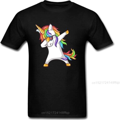 Dabbing Unicorn T-shirt Cute T Shirt Men Black Tshirt Handsome Summer Tops Tees Dance Clothes Cotton Fabric Funny