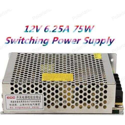 Switching Power Supply 75W 12V 6.25A For LED Strip light Input AC 220V/110V to DC12V output transformer