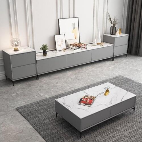 Italian light luxury rock tea table simple modern Nordic home living room square personality tea table TV cabinet combination