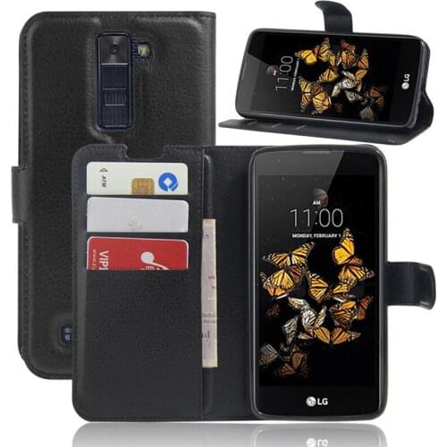 Leather Cover for LG K8 Wallet Flip Case for For LG K8 Lte K350 K350E K350N 5.0" Mobile Phone Bag Inner TPU Stand Card Holders