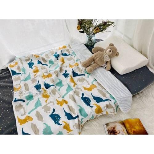 Yazan 110*105cm Cute animals 6 layers high quality cotton yarn soft breathable class A cloth baby blanket crib bath towel