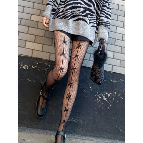 Cute and sexy bowknot small net pantyhose three-dimensional temptation punk pantyhose net stockings stockings