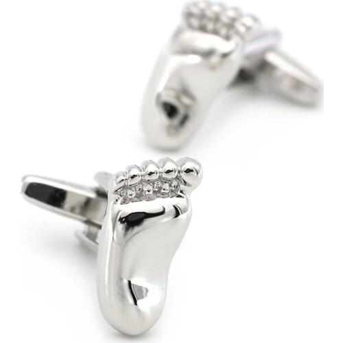 Mens Baby Foot Cuff Links Copper Material Silver Color