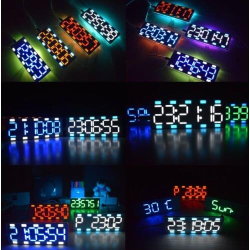 DIY Large Screen 6 Digit Two-Color LED Clock Kit Touch Control w Temp/Date/Week