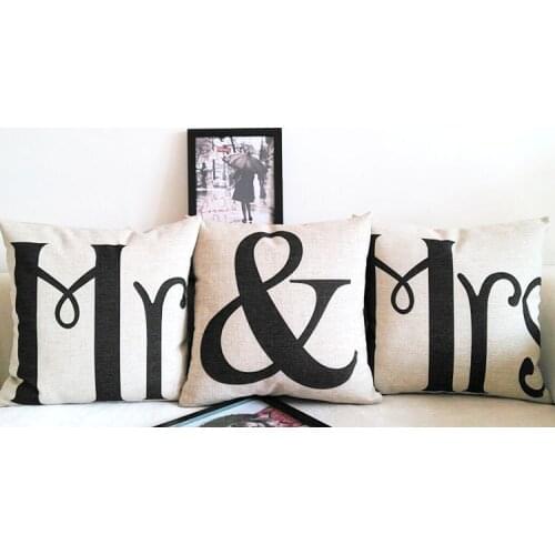 Love pillow cover, creative Wedding letter lover couple Mr&Mrs throw pillow case pillowcase wholesale