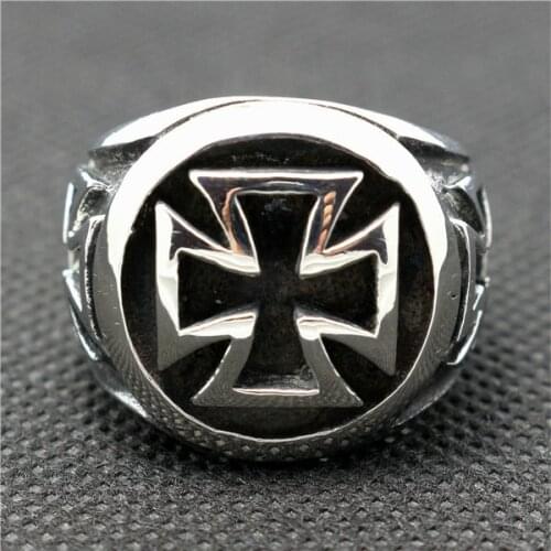 Newest Boys Mens 316L Stainless Steel Jewelry Jesus Cross Ring Factory Price