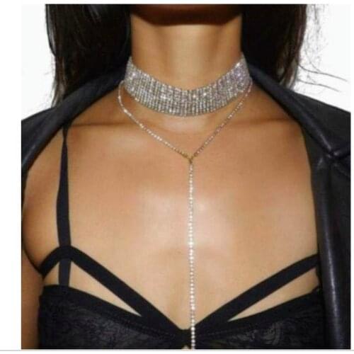 Hot Hot Sale Rhinestone Necklace Fashion Exaggerated Trendy Necklace Female Accessories Good Quality Generous and Simple