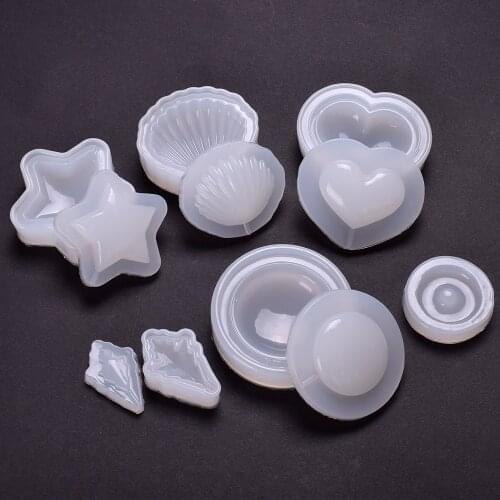 6 Styles Pendant Epoxy DIY Love Star Seashell Round Necklace Mold Jewelry Resin Casting Craft Tool Fondant Silicone Mould H612